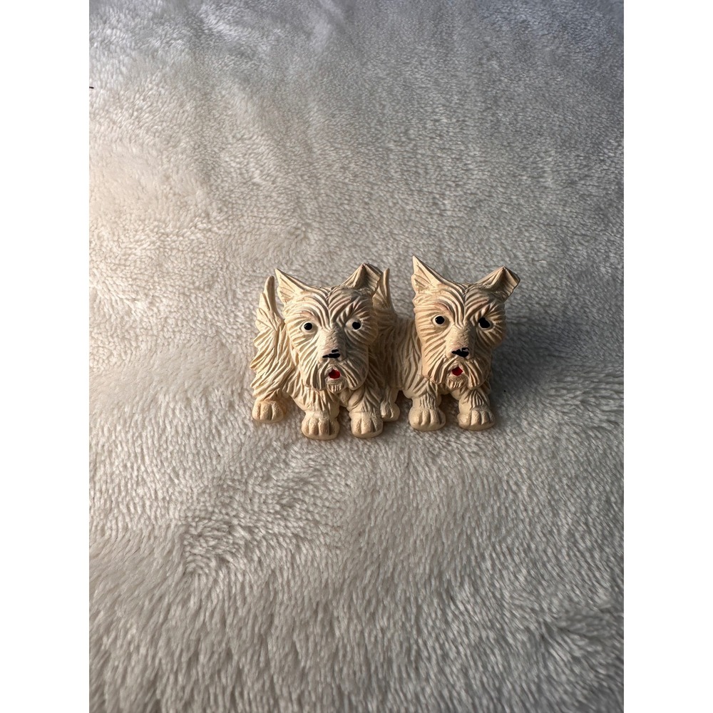 Vintage Scottie Dog Broach Vintage 1930s Celluloid White Wiggle Head Jewelry Pin